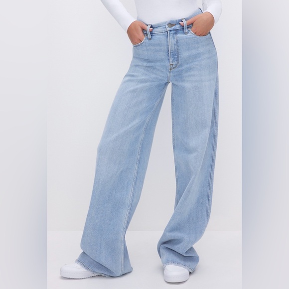 Good American Denim - Good American Good Skate Light Blue Wide-Leg Jeans
